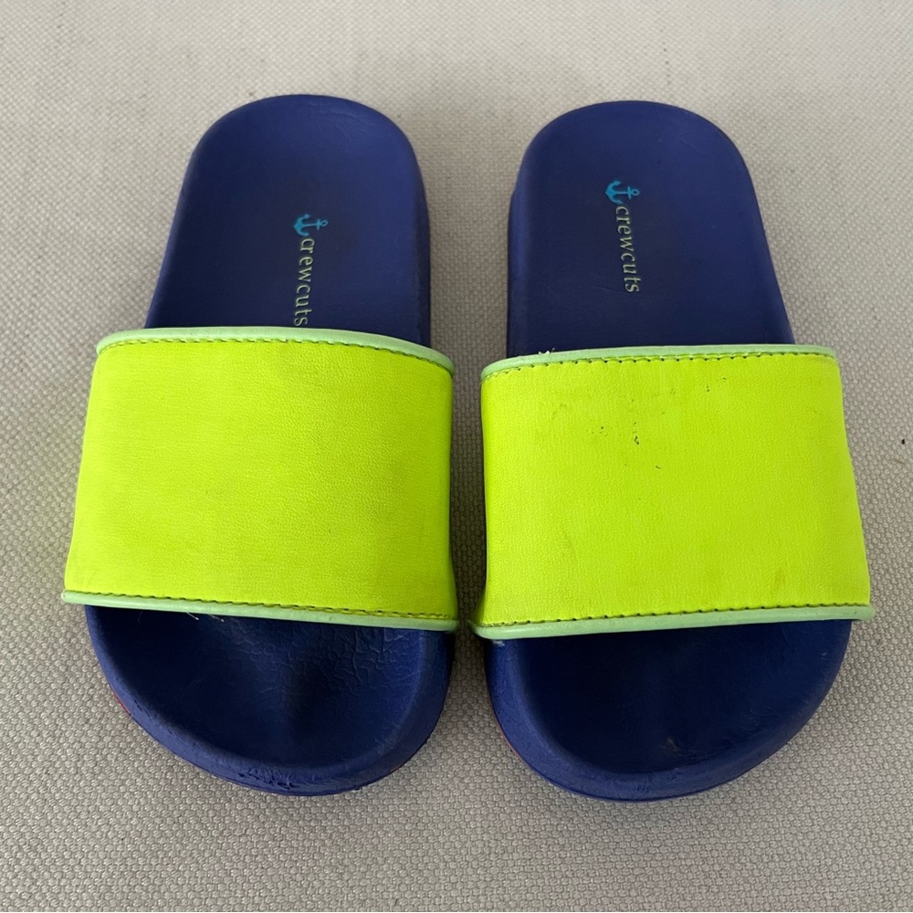 Crewcuts Kids Neon Yellow and Blue Slides